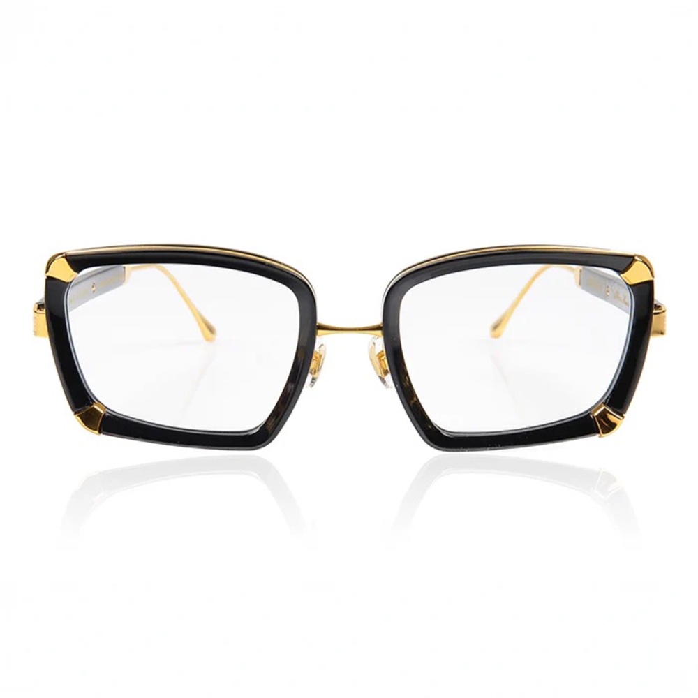 NEW NWT Anna Karin Karlsson Black Acetate& 24k Gold Women Eyeglasses Silver Moon